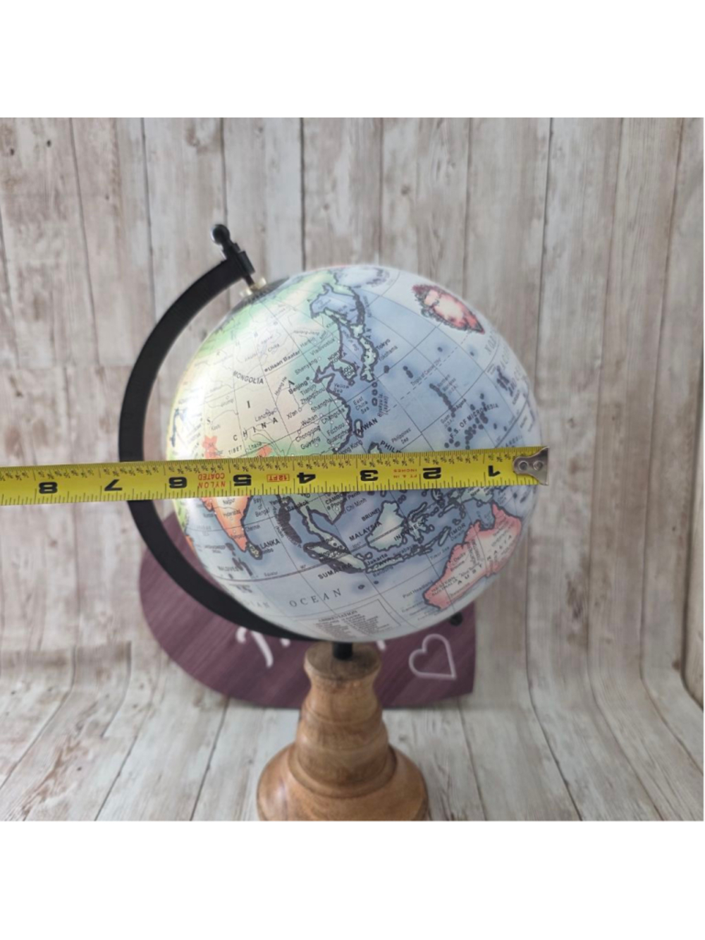 Unbranded Wooden Decor Globe Blue Brown NWOT - Picture 4 of 4